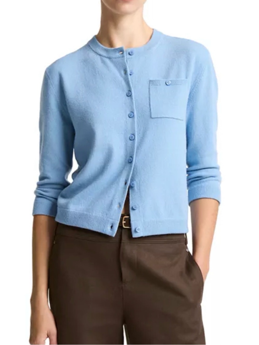 NWOT Vince Cashmere and Wool Light Blue Women’s Crewneck Button Cardigan